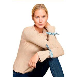 J. McLaughlin Juney Sweater Heather Oatmeal Tan Crew Neck Women’s Large